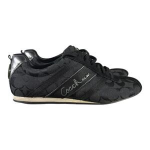 Coach Henrietta Signature C Monogram Sneakers Black Jacquard Leather Women’s 8B